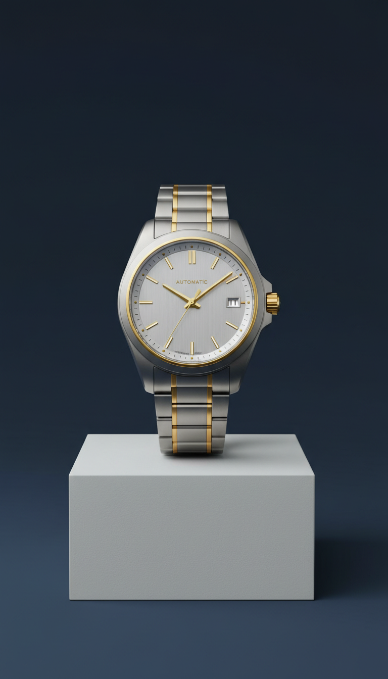 Reloj automático titanio detalles oro