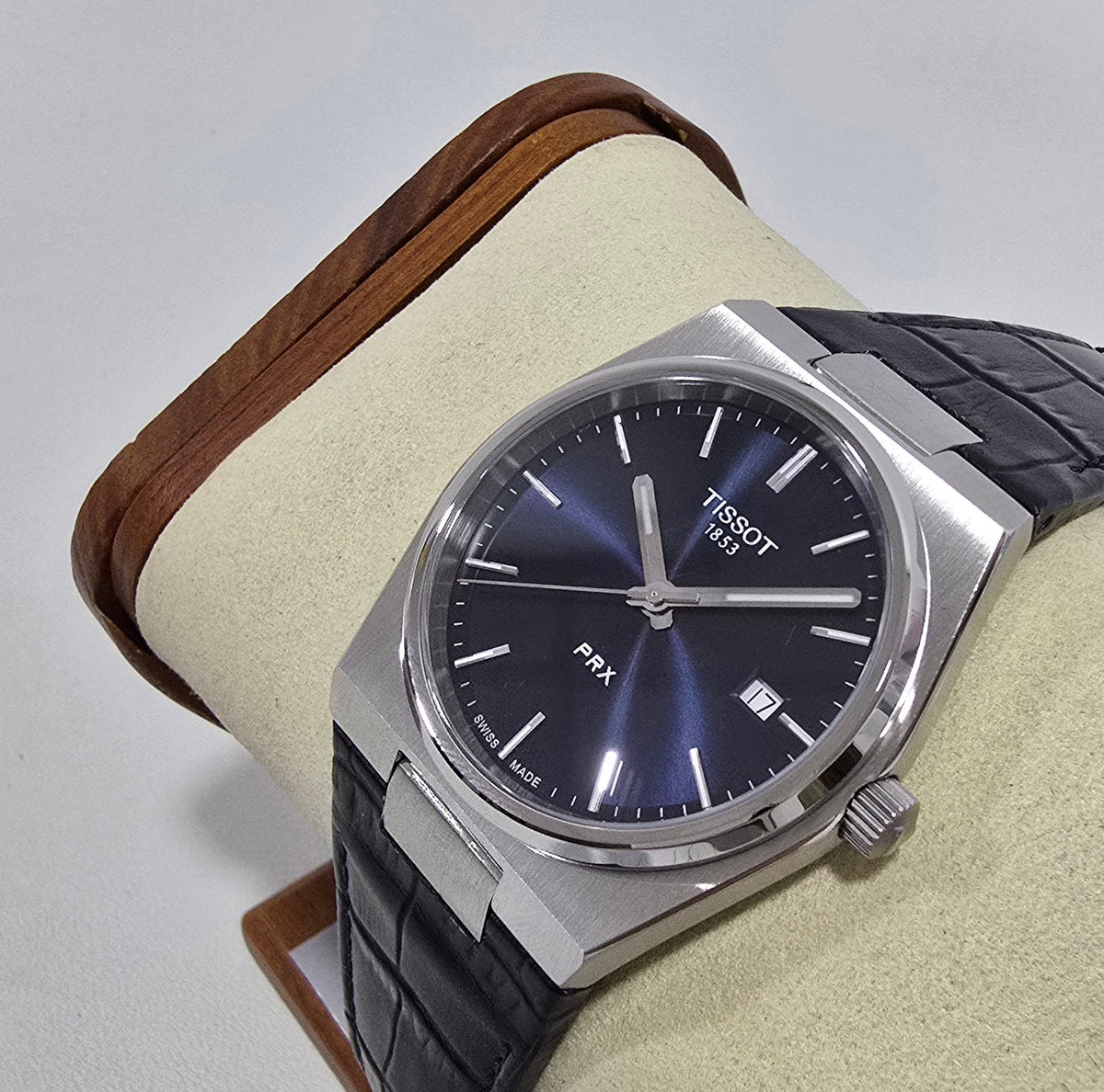 Tissot PRX Blue Leather Strap – 40 mm – view 3